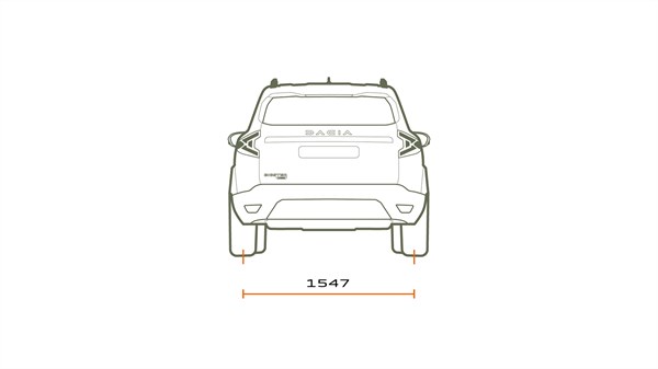 Διαστάσεις Dacia Bigster - σχήμα πίσω όψης με μετρήσεις